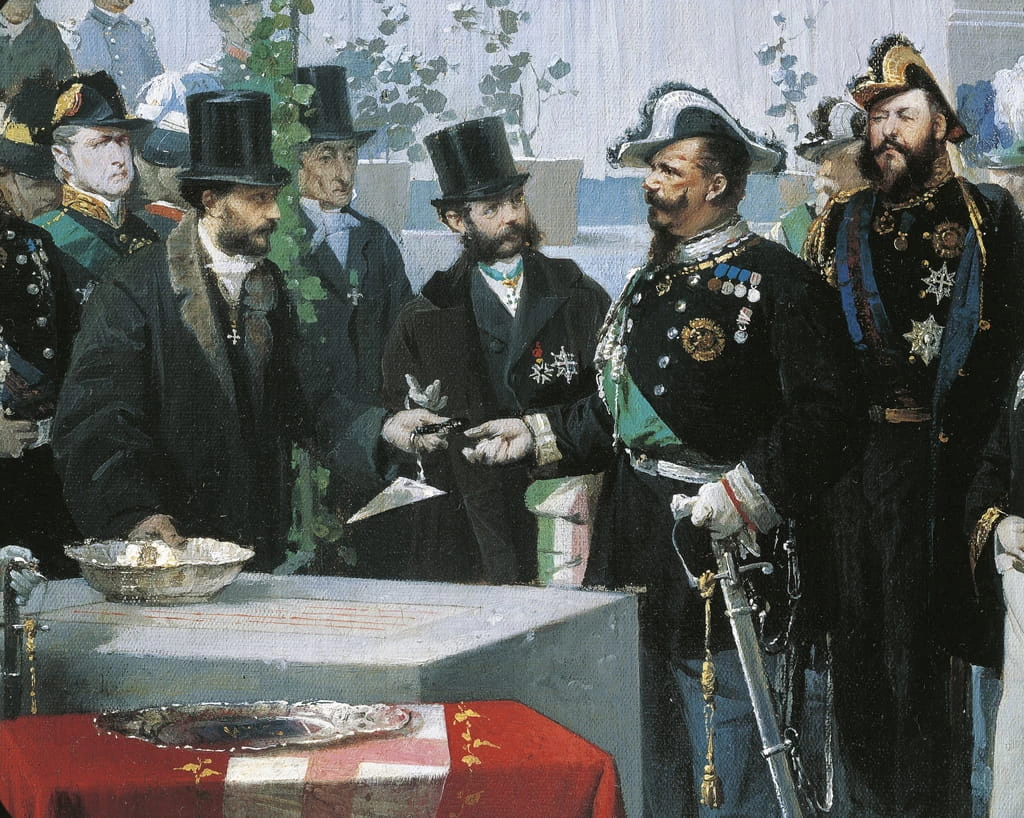 Domenico IndunoPosa prima pietra della Galleria di Milano il 7 marzo 1865 - dettaglio